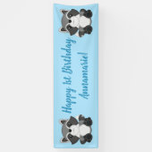 Raccoon Birthday Party Blue Banner (Vertikal)
