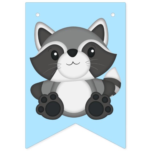 Raccoon Birthday Party Blue Wimpelkette (Erste Fahne)