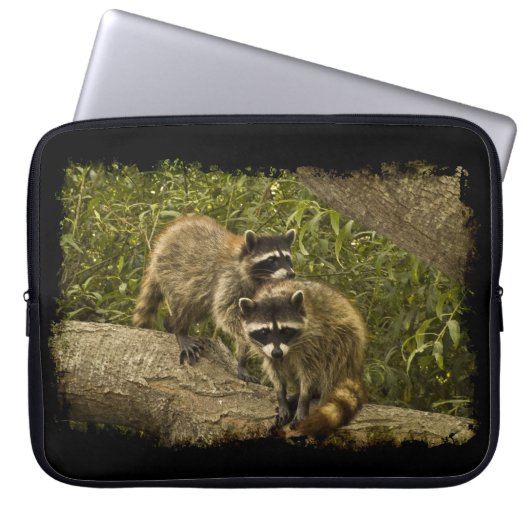 Raccoon Black Edge Laptopschutzhülle (Vorderseite)
