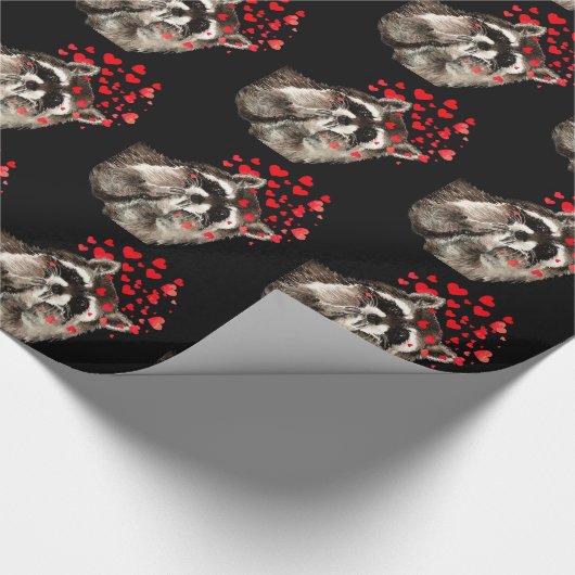 Raccoon Blasen Kisses Watercolor Wrapping Paper Geschenkpapier (Ecke)