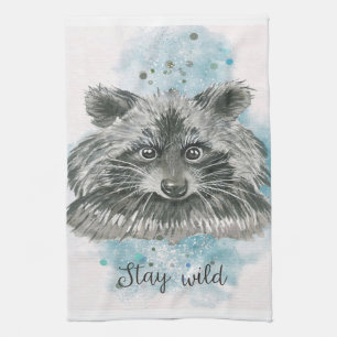 Raccoon Bleibe Wild Geschenk für Kinder Geschirrtuch