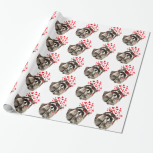 Raccoon Blows Kisses Watercolor Geschenkpapier