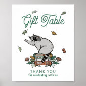 Raccoon Book Themed Party Gift Table Sign Poster (Vorne)