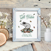 Raccoon Book Themed Party Gift Table Sign Poster