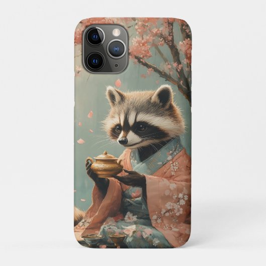 Raccoon Buddha: Friedlicher Tee unter Kirschbaum Case-Mate iPhone Hülle (Rückseite)