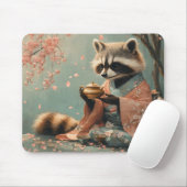 Raccoon Buddha: Friedlicher Tee unter Kirschbaum Mousepad (Mit Mouse)