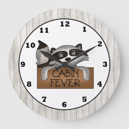 Raccoon Cabin Fieberwand Große Wanduhr (Vorderseite)