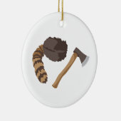 Raccoon Cap & Ax Keramik Ornament (Rechts)