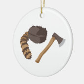 Raccoon Cap & Ax Keramik Ornament (Links)