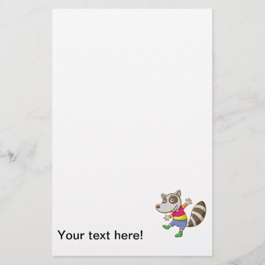 Raccoon-Cartoon Briefpapier (Vorderseite)