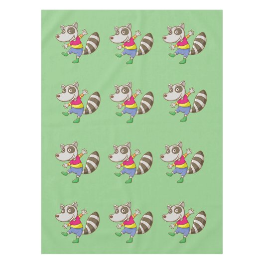 Raccoon-Cartoon Tischdecke (Vorderseite)