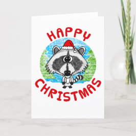 Raccoon Christmas Card Wildlife Naturoase Funny Dankeskarte