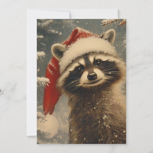 Raccoon Christmas Feiertagskarte (Vorderseite)