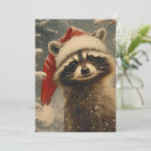 Raccoon Christmas Feiertagskarte (Stehend Vorderseite)