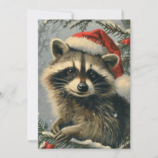 Raccoon Christmas Feiertagskarte (Vorderseite)