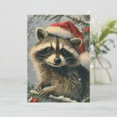 Raccoon Christmas Feiertagskarte (Stehend Vorderseite)
