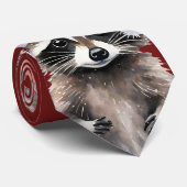 Raccoon Christmas Krawatte (Gerollt)