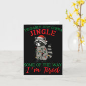 Raccoon Christmas Lights Pajama Holiday Santa Hat Karte (Gelbe Blume)