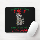 Raccoon Christmas Lights Pajama Holiday Santa Hat Mousepad (Mit Mouse)