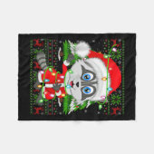 Raccoon Christmas Lights Santa Costume Ugly Xmas S Fleecedecke (Vorderseite (Horizontal))