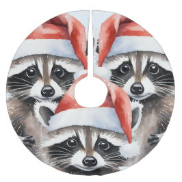 Raccoon Christmas Polyester Weihnachtsbaumdecke