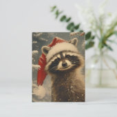 Raccoon Christmas Postkarte (Stehend Vorderseite)