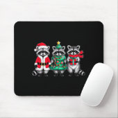 Raccoon Christmas Tree Light Santa Hat Xmas Family Mousepad (Mit Mouse)