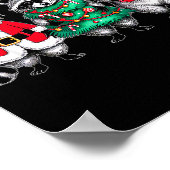 Raccoon Christmas Tree Light Santa Hat Xmas Family Poster (Ecke)