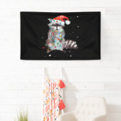 Raccoon Christmas Tree Lights Pajama Racoon Lover Banner (Insitu)