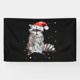 Raccoon Christmas Tree Lights Pajama Racoon Lover Banner