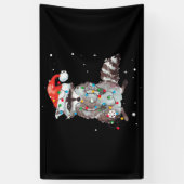 Raccoon Christmas Tree Lights Pajama Racoon Lover Banner (Vertikal)