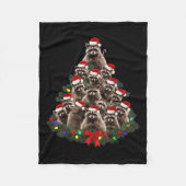 Raccoon Christmas Tree Lights Pajama Racoon Lover Fleecedecke (Vorderseite)