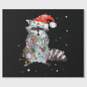 Raccoon Christmas Tree Lights Pajama Racoon Lover Geschenkpapier (Flach)