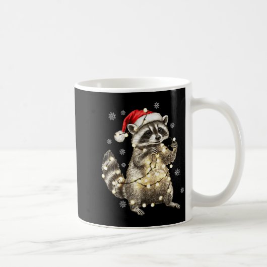 Raccoon Christmas Tree Lights Pajama Racoon Lover Kaffeetasse (Rechts)
