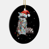 Raccoon Christmas Tree Lights Pajama Racoon Lover Keramik Ornament (Rechts)