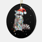Raccoon Christmas Tree Lights Pajama Racoon Lover Keramik Ornament (Links)
