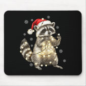 Raccoon Christmas Tree Lights Pajama Racoon Lover Mousepad (Vorne)