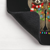 Raccoon Christmas Tree Lights Pajama Racoon Lover Mousepad (Ecke)