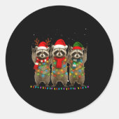 Raccoon Christmas Tree Lights Pajama Racoon Lover  Runder Aufkleber (Vorderseite)