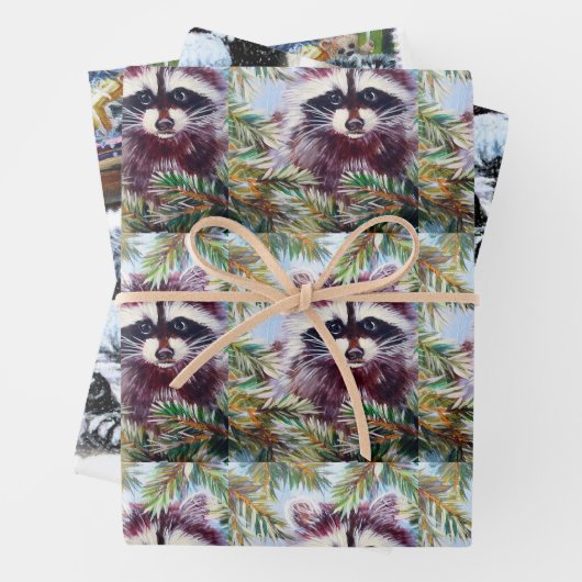 Raccoon Christmas Wrapping Paper von Original Art Geschenkpapier Set (Beispiel)