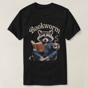 Raccoon Coffee Book Lover Bookworm Reading books T-Shirt