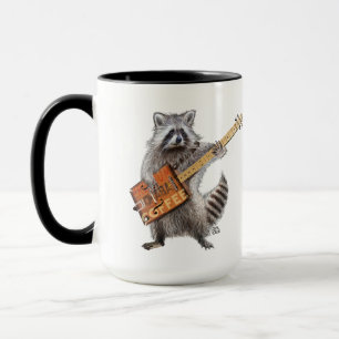 Raccoon Coffee Guitar Art Tasse