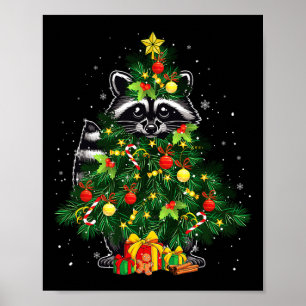 Raccoon Cosplay Xmas Tree Matching Animal Lover Ki Poster