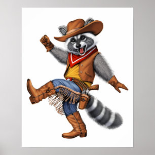 Raccoon Cowboy Poster