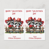 Raccoon Cowboys Kid's Valentine Classroom Card Postkarte (Vorderseite)