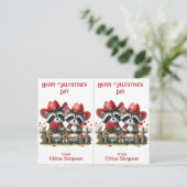Raccoon Cowboys Kid's Valentine Classroom Card Postkarte (Stehend Vorderseite)