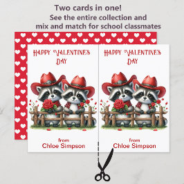 Raccoon Cowboys Kid's Valentine Classroom Card Postkarte