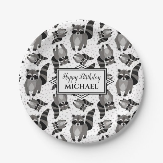 Raccoon Custom Birthday Party Pappteller (Vorderseite)