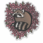 Raccoon Daisy Blume Art Raccoons Aufkleber (Vorderseite)