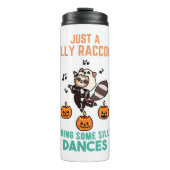 Raccoon Dancing Halloween Pumpkin Party Thermosbecher (Vorderseite)